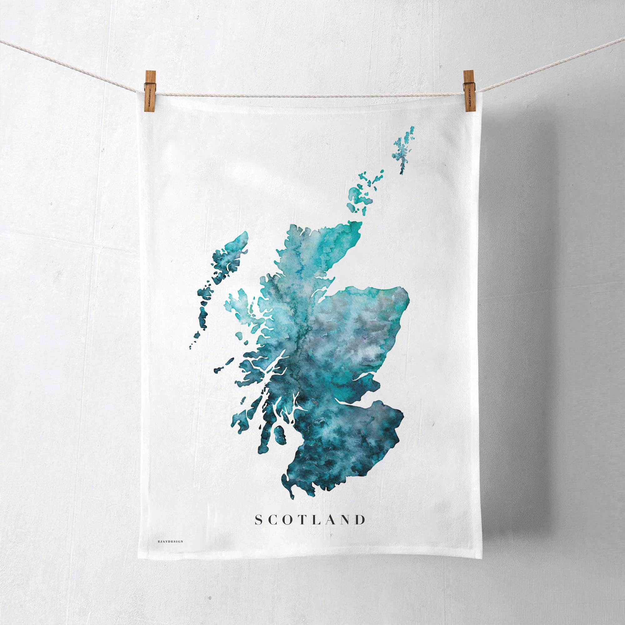 EJayDesign Tea Towel Turquoise Scotland Tea Towel