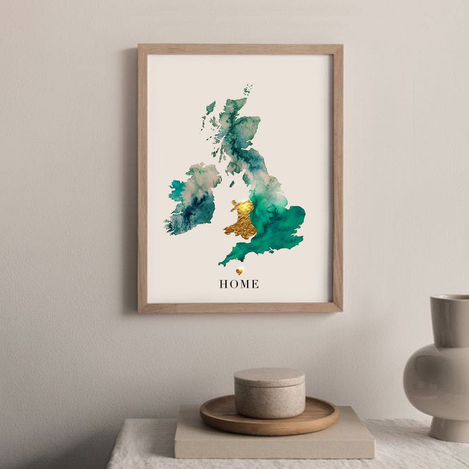 EJayDesign Countries Other UK Gold Watercolour Map