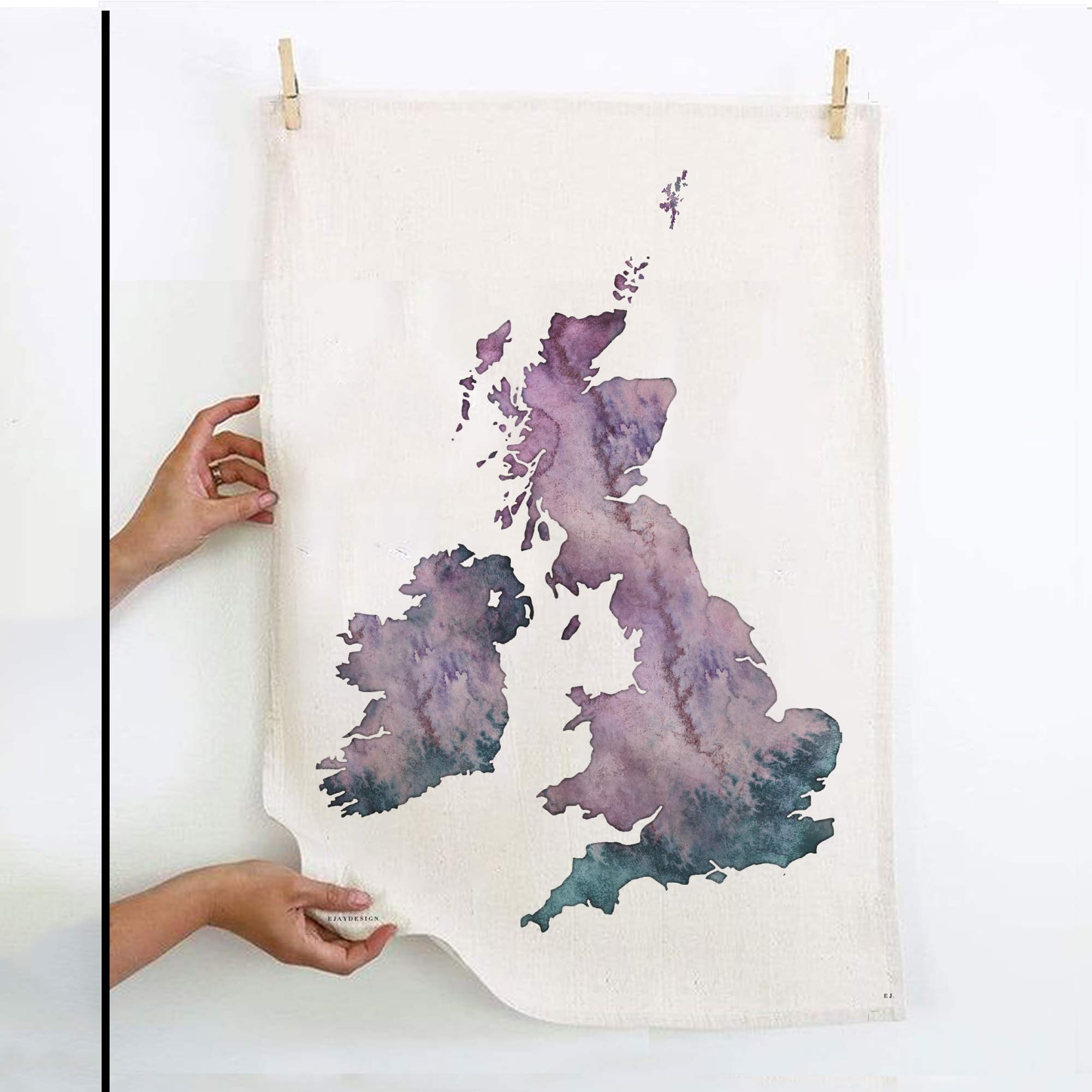 EJayDesign Tea Towel UK Purple Tea Towel