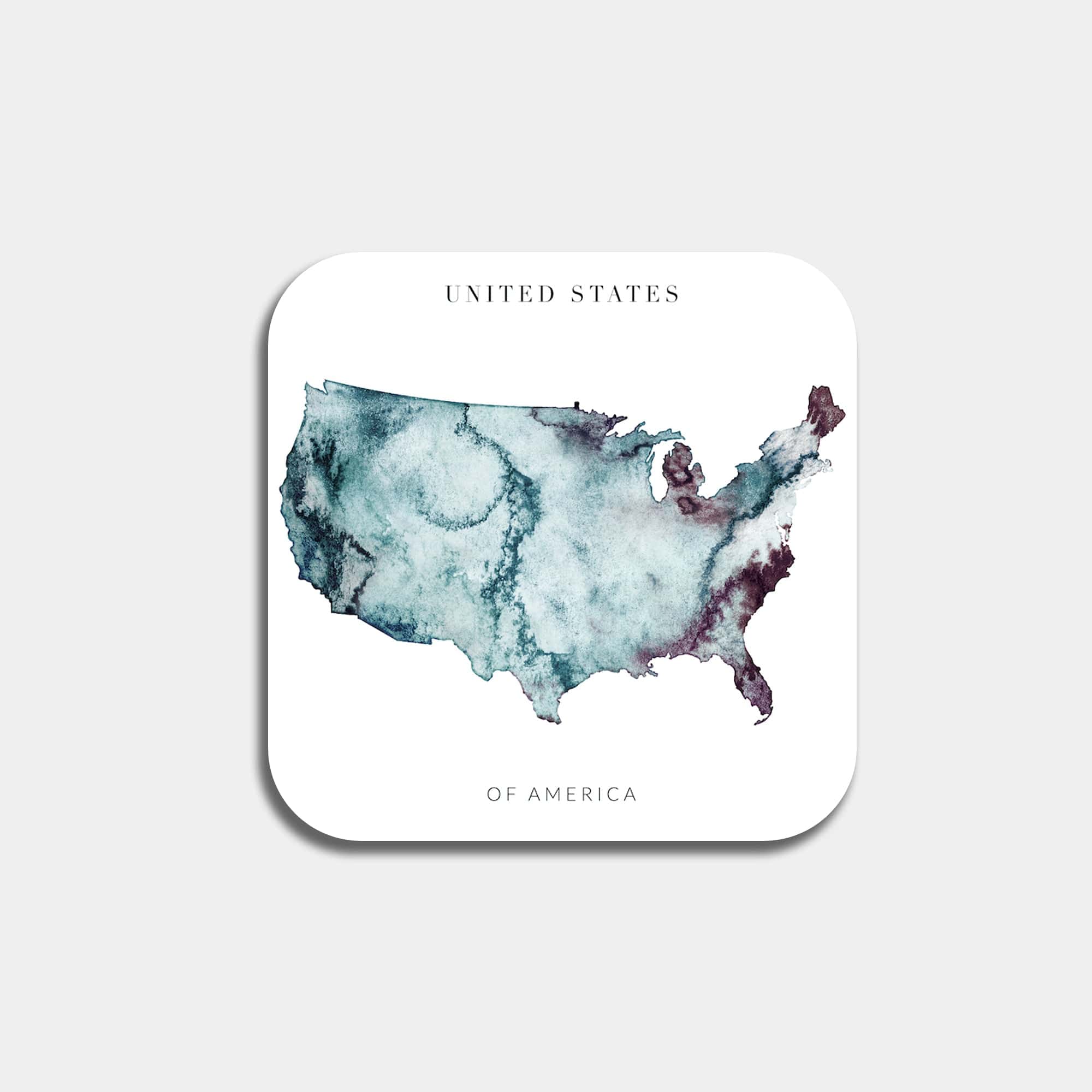 EJayDesign Kitchen Coaster United States Of America Coaster Watercolour Map