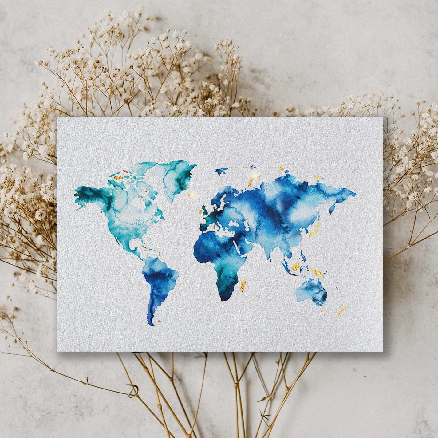 EJayDesign Countries Other World Watercolour Map